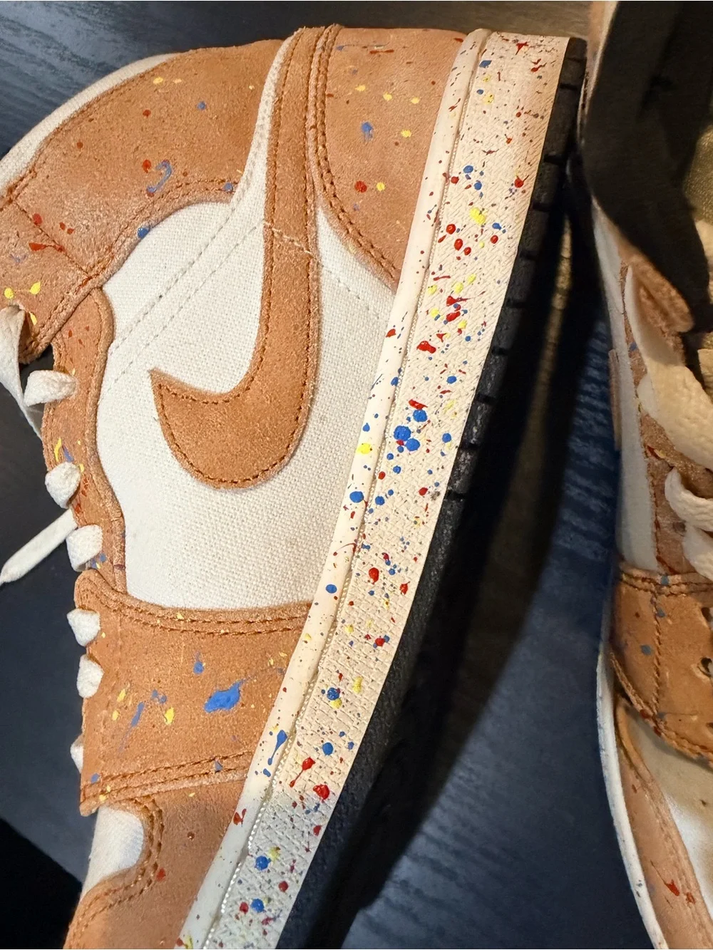 Jordan Style Mens 10.5 High-Top Sneakers in Cream and Tan Special Edition